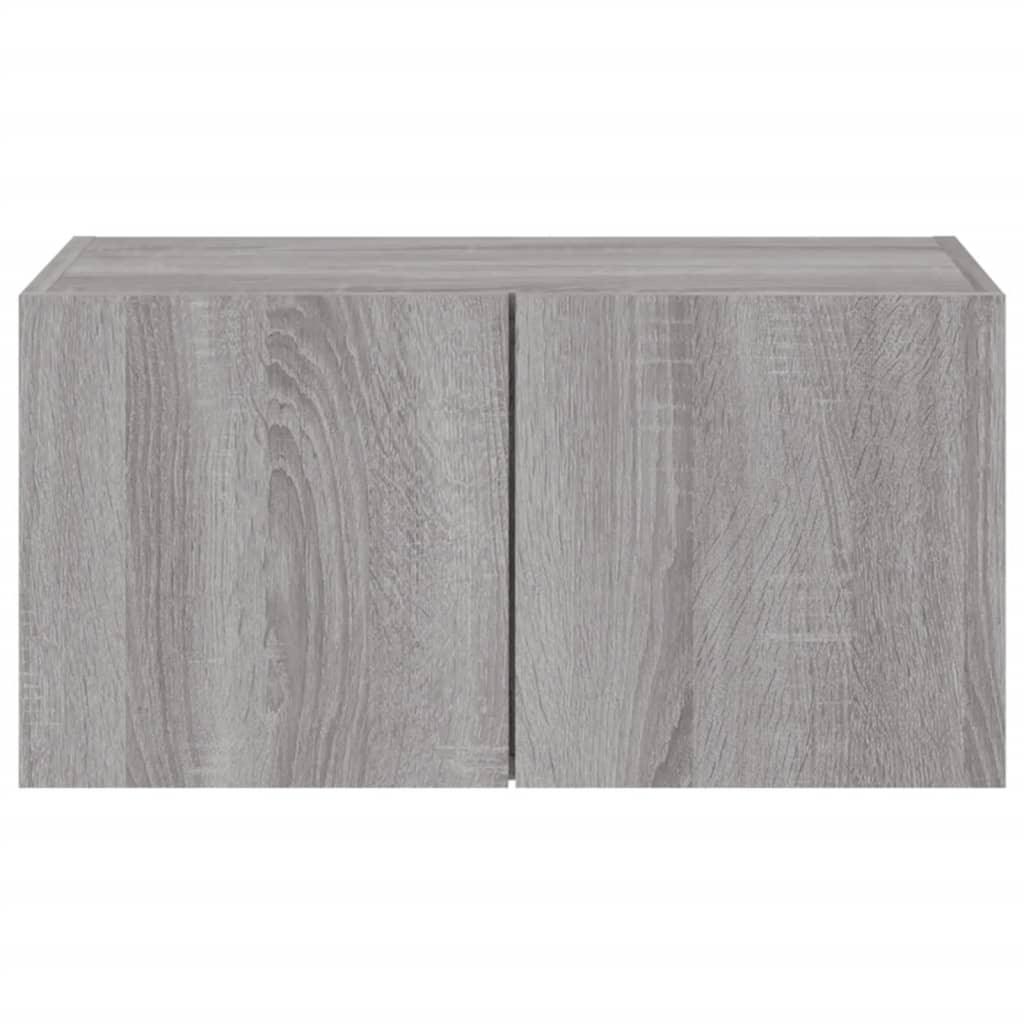 TV Wall Cabinet with LED Lights Grey Sonoma 60x35x31 cm