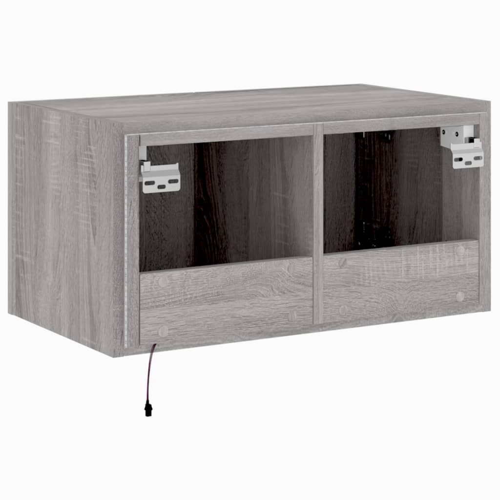 TV Wall Cabinet with LED Lights Grey Sonoma 60x35x31 cm