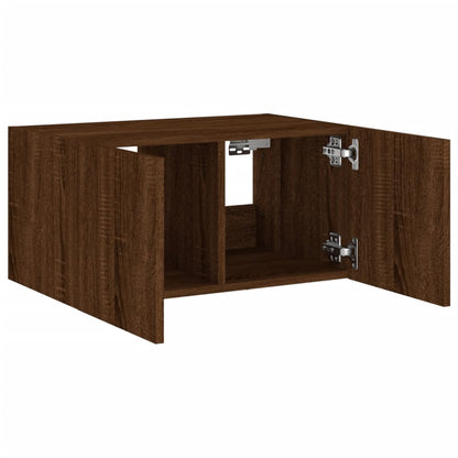 TV Wall Cabinet with LED Lights Brown Oak 60x35x31 cm