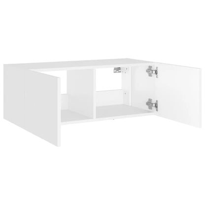 TV Wall Cabinet with LED Lights White 80x35x31 cm