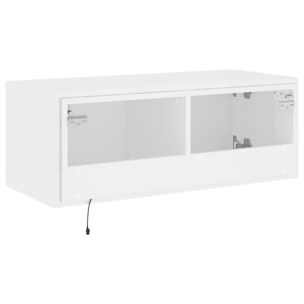 TV Wall Cabinet with LED Lights White 80x35x31 cm