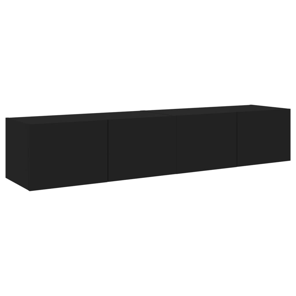 TV Wall Cabinets with LED Lights 2 pcs Black 80x35x31 cm