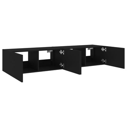 TV Wall Cabinets with LED Lights 2 pcs Black 80x35x31 cm