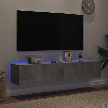 TV Wall Cabinets with LED Lights 2 pcs Concrete Grey 80x35x31 cm