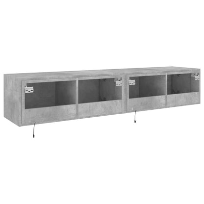 TV Wall Cabinets with LED Lights 2 pcs Concrete Grey 80x35x31 cm