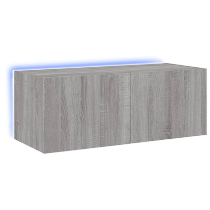 TV Wall Cabinet with LED Lights Grey Sonoma 80x35x31 cm