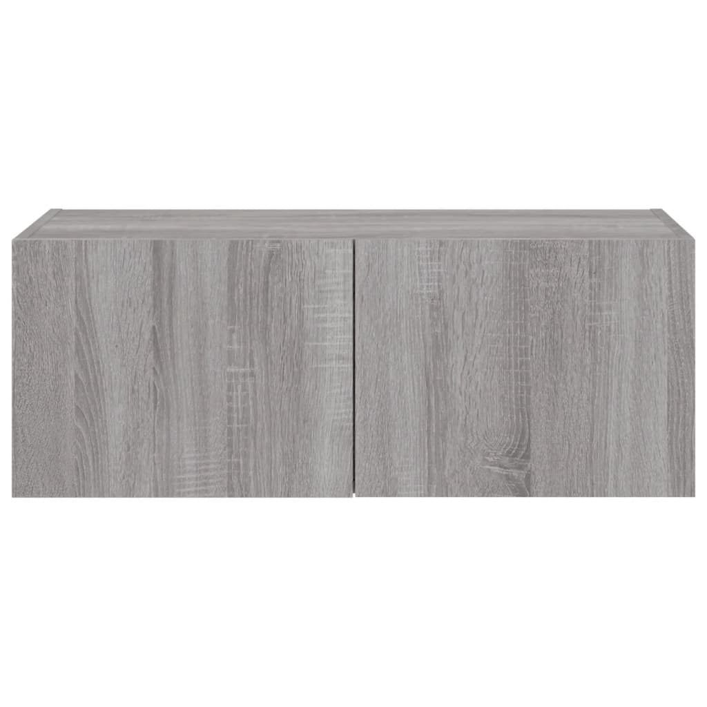 TV Wall Cabinet with LED Lights Grey Sonoma 80x35x31 cm