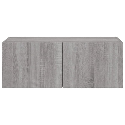 TV Wall Cabinet with LED Lights Grey Sonoma 80x35x31 cm