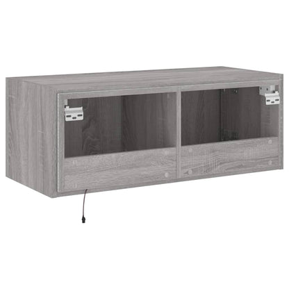 TV Wall Cabinet with LED Lights Grey Sonoma 80x35x31 cm