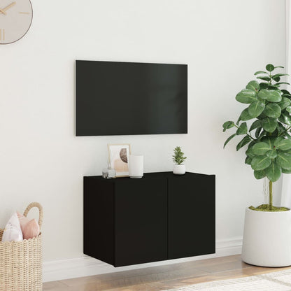 TV Wall Cabinet with LED Lights Black 60x35x41 cm