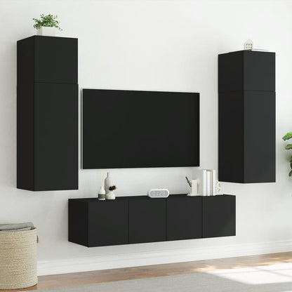 TV Wall Cabinet with LED Lights Black 60x35x41 cm