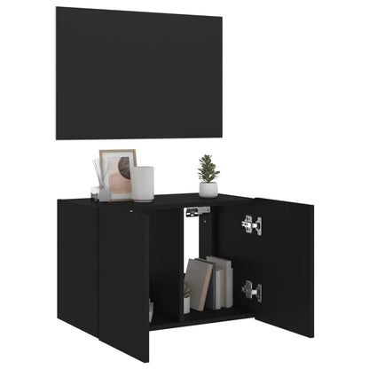 TV Wall Cabinet with LED Lights Black 60x35x41 cm