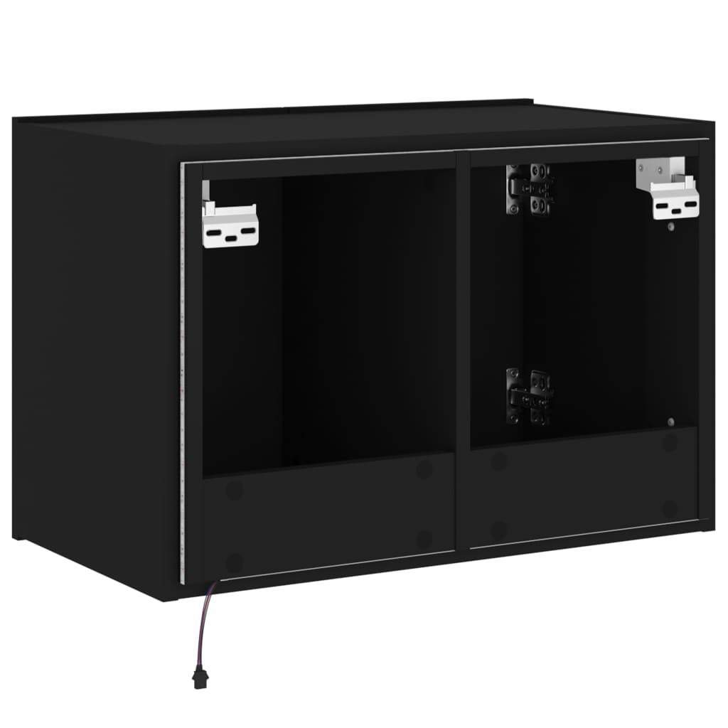 TV Wall Cabinet with LED Lights Black 60x35x41 cm