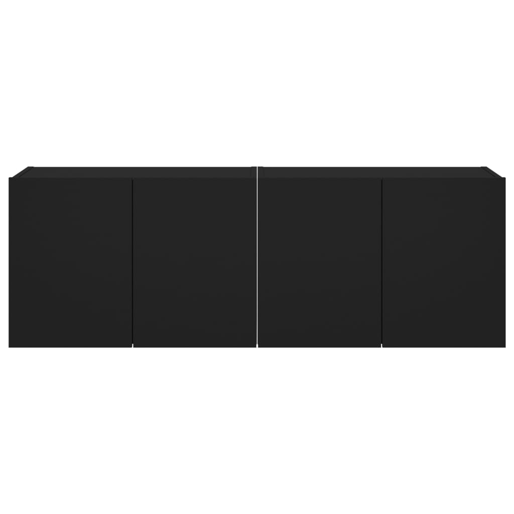 TV Wall Cabinets with LED Lights 2 pcs Black 60x35x41 cm