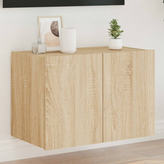 TV Wall Cabinet with LED Lights Sonoma Oak 60x35x41 cm