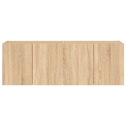 TV Wall Cabinets with LED Lights 2 pcs Sonoma Oak 60x35x41 cm