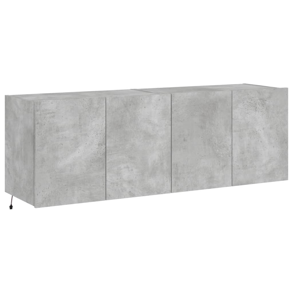 TV Wall Cabinets with LED Lights 2 pcs Concrete Grey 60x35x41 cm