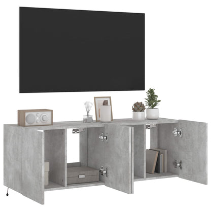 TV Wall Cabinets with LED Lights 2 pcs Concrete Grey 60x35x41 cm