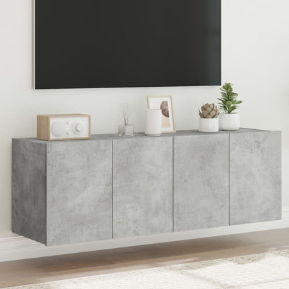 TV Wall Cabinets with LED Lights 2 pcs Concrete Grey 60x35x41 cm