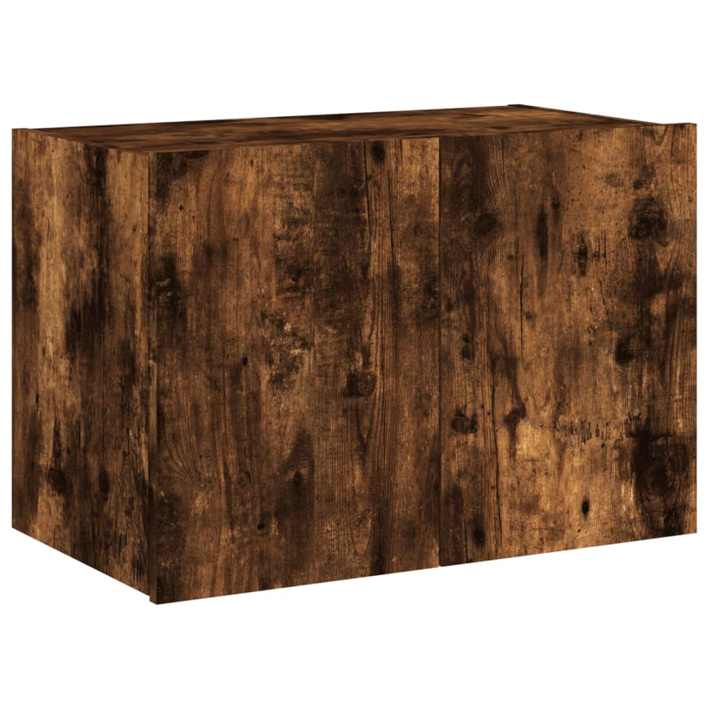 TV Wall Cabinet with LED Lights Smoked Oak 60x35x41 cm