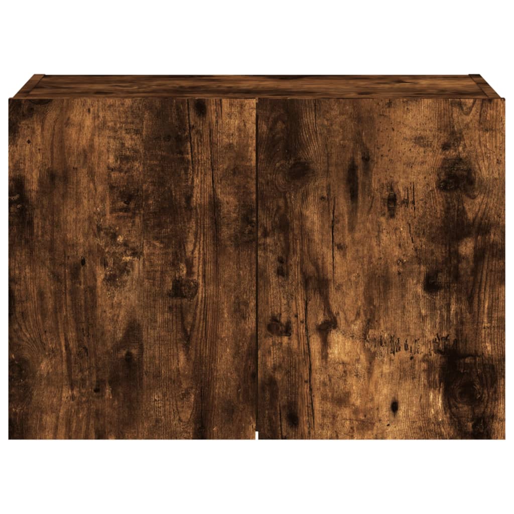 TV Wall Cabinet with LED Lights Smoked Oak 60x35x41 cm