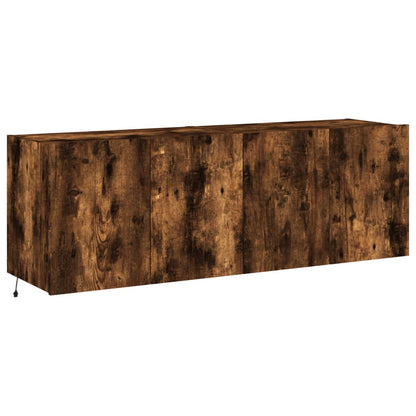 TV Wall Cabinets with LED Lights 2 pcs Smoked Oak 60x35x41 cm