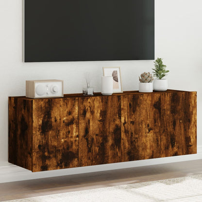 TV Wall Cabinets with LED Lights 2 pcs Smoked Oak 60x35x41 cm