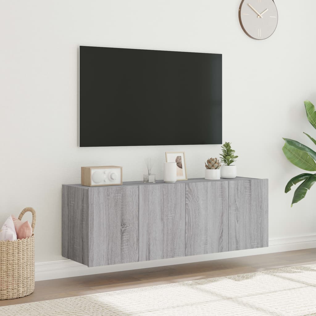 TV Wall Cabinets with LED Lights 2 pcs Grey Sonoma 60x35x41 cm