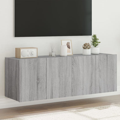 TV Wall Cabinets with LED Lights 2 pcs Grey Sonoma 60x35x41 cm