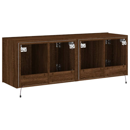 TV Wall Cabinets with LED Lights 2 pcs Brown Oak 60x35x41 cm