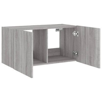 TV Wall Cabinet with LED Lights Grey Sonoma 80x35x41 cm