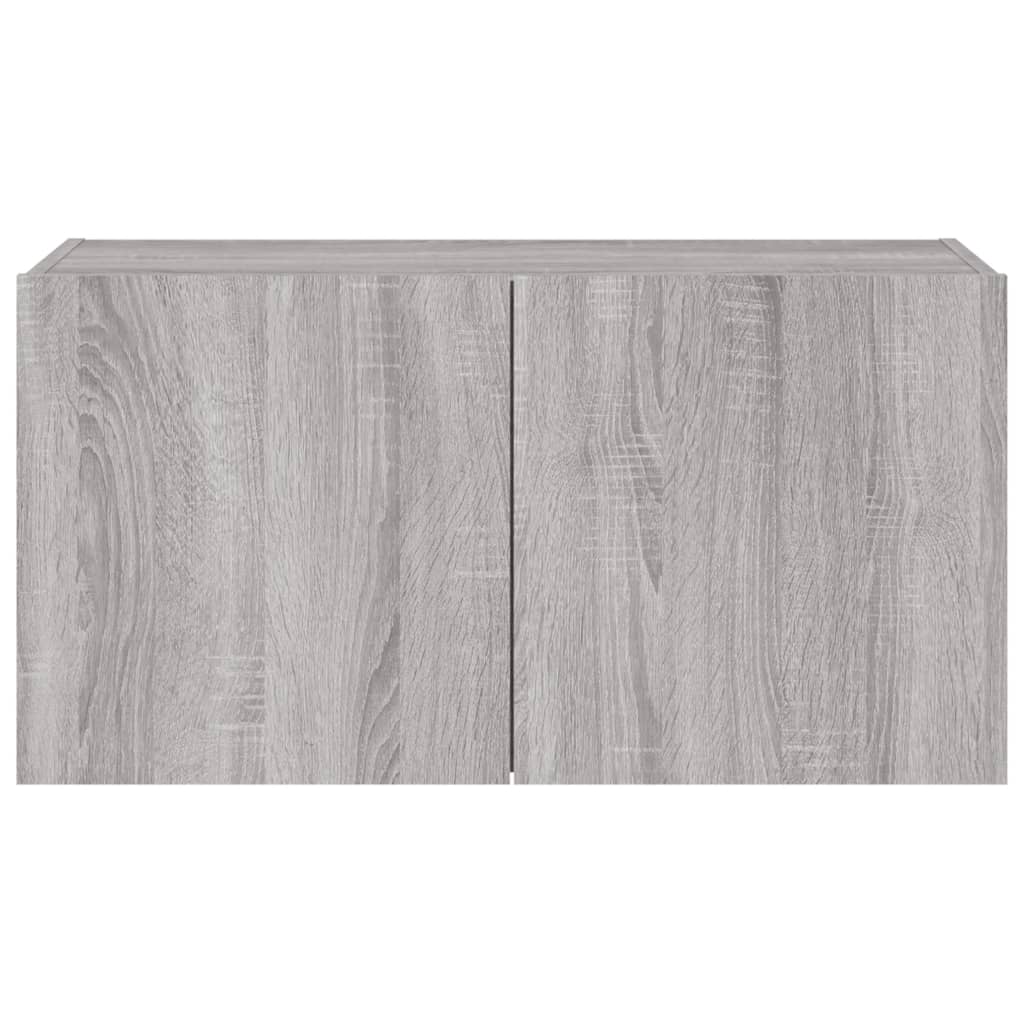 TV Wall Cabinet with LED Lights Grey Sonoma 80x35x41 cm