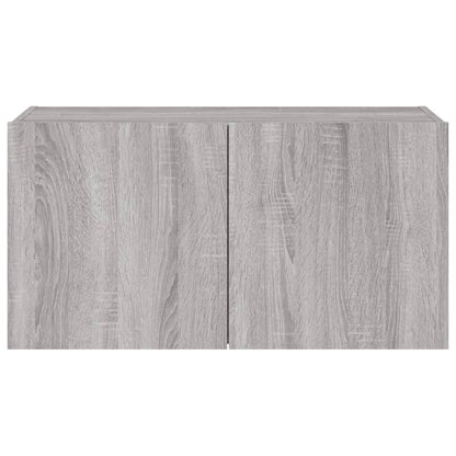 TV Wall Cabinet with LED Lights Grey Sonoma 80x35x41 cm