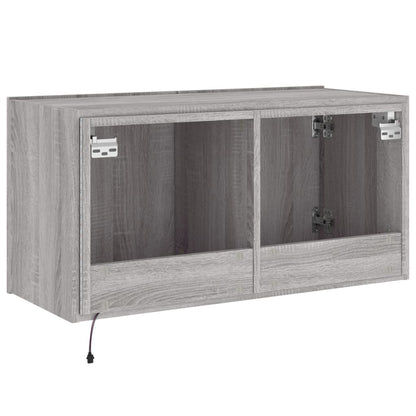 TV Wall Cabinet with LED Lights Grey Sonoma 80x35x41 cm