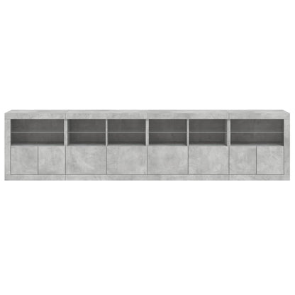 Sideboard with LED Lights Concrete Grey 283x37x67 cm