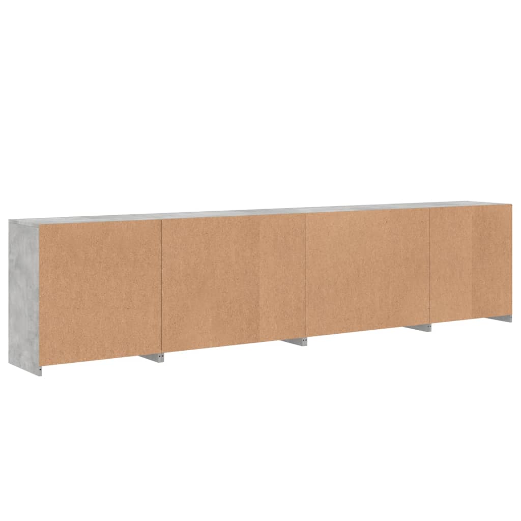 Sideboard with LED Lights Concrete Grey 283x37x67 cm