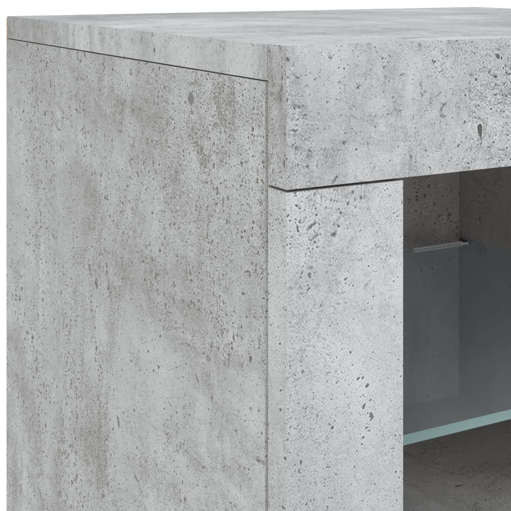 Sideboard with LED Lights Concrete Grey 283x37x67 cm