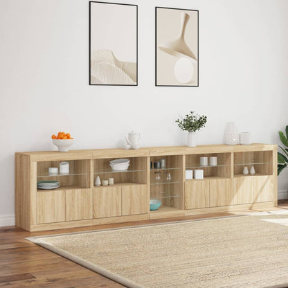 Sideboard with LED Lights Sonoma Oak 283x37x67 cm