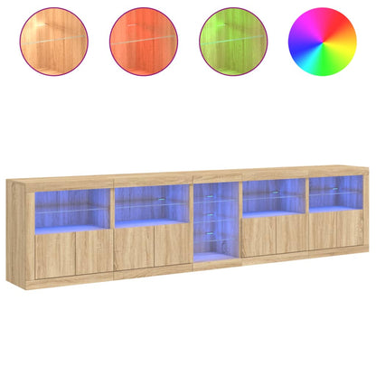 Sideboard with LED Lights Sonoma Oak 283x37x67 cm