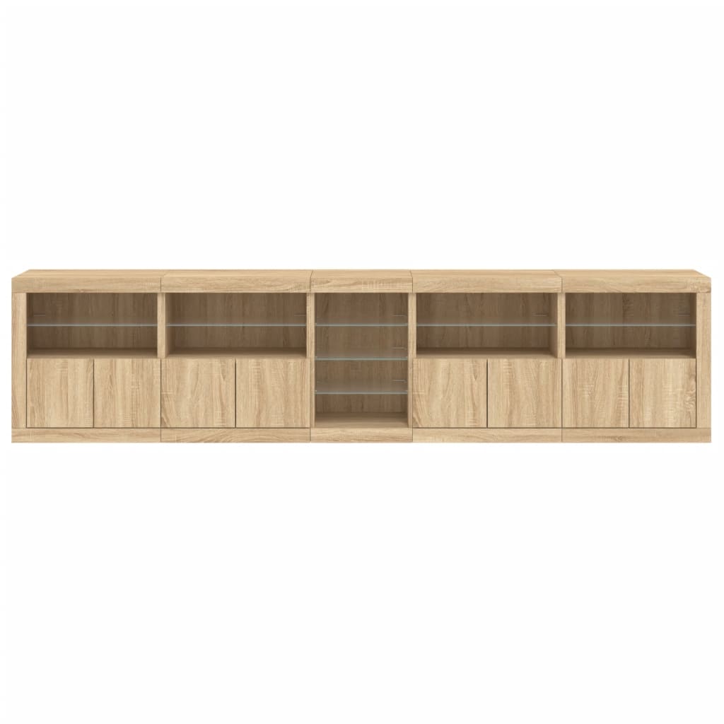 Sideboard with LED Lights Sonoma Oak 283x37x67 cm