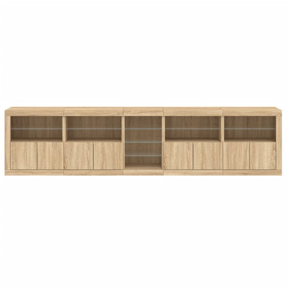 Sideboard with LED Lights Sonoma Oak 283x37x67 cm