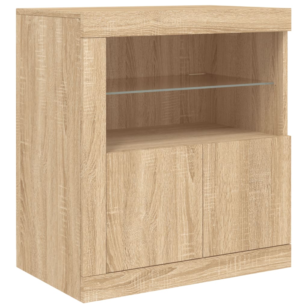 Sideboard with LED Lights Sonoma Oak 283x37x67 cm