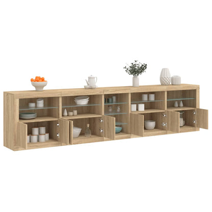 Sideboard with LED Lights Sonoma Oak 283x37x67 cm