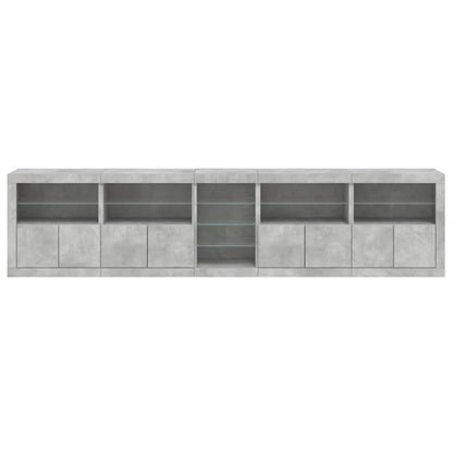 Sideboard with LED Lights Concrete Grey 283x37x67 cm