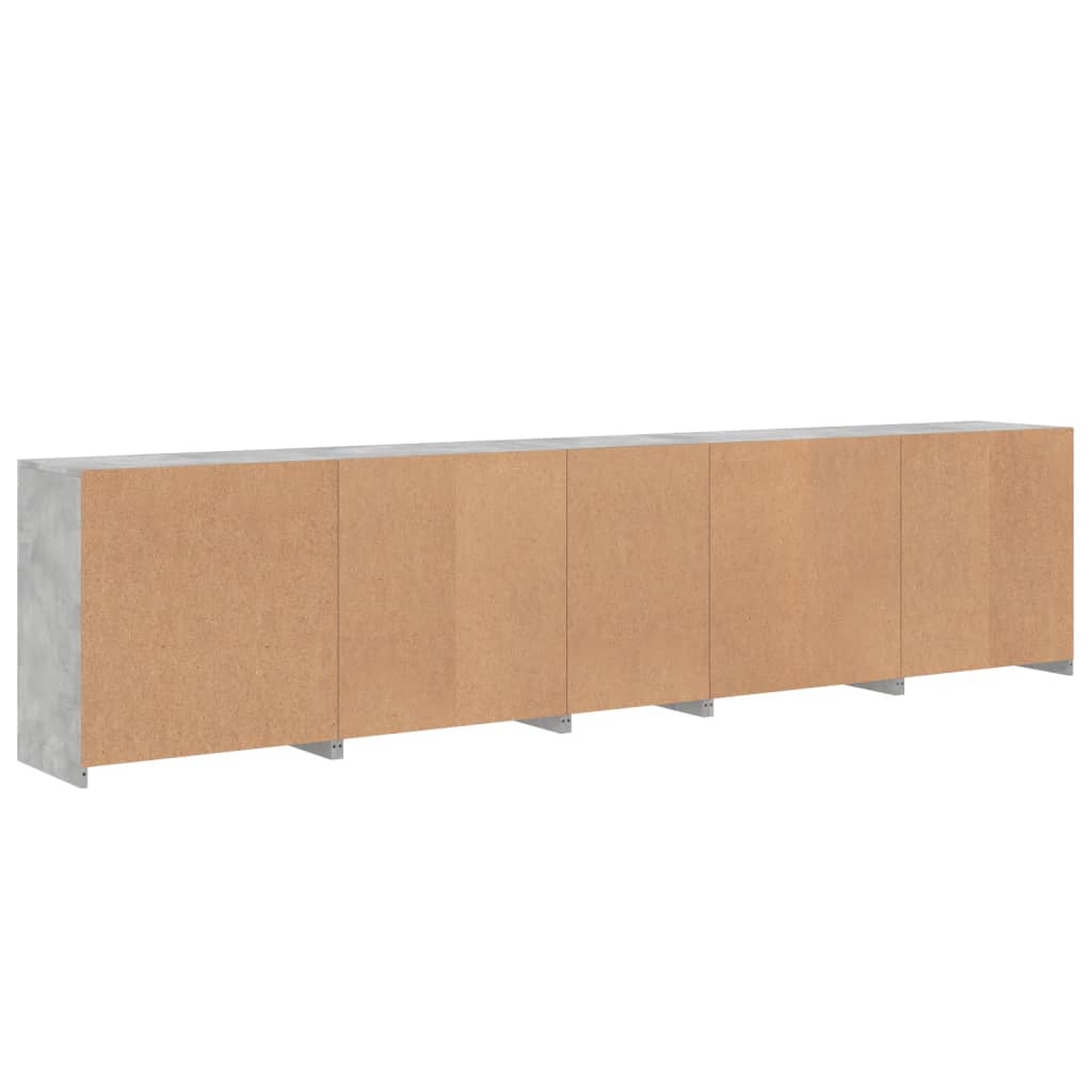 Sideboard with LED Lights Concrete Grey 283x37x67 cm