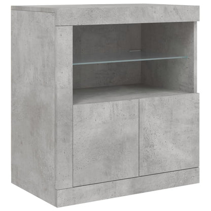 Sideboard with LED Lights Concrete Grey 283x37x67 cm