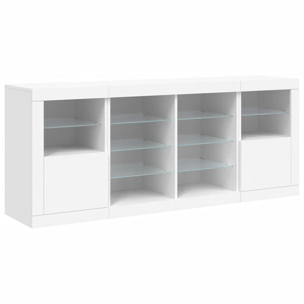 Sideboard with LED Lights White 163x37x67 cm