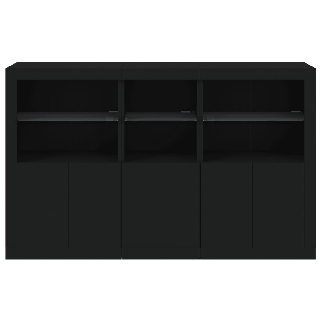 Sideboard with LED Lights Black 162x37x100 cm