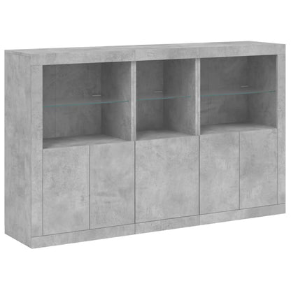 Sideboard with LED Lights Concrete Grey 162x37x100 cm