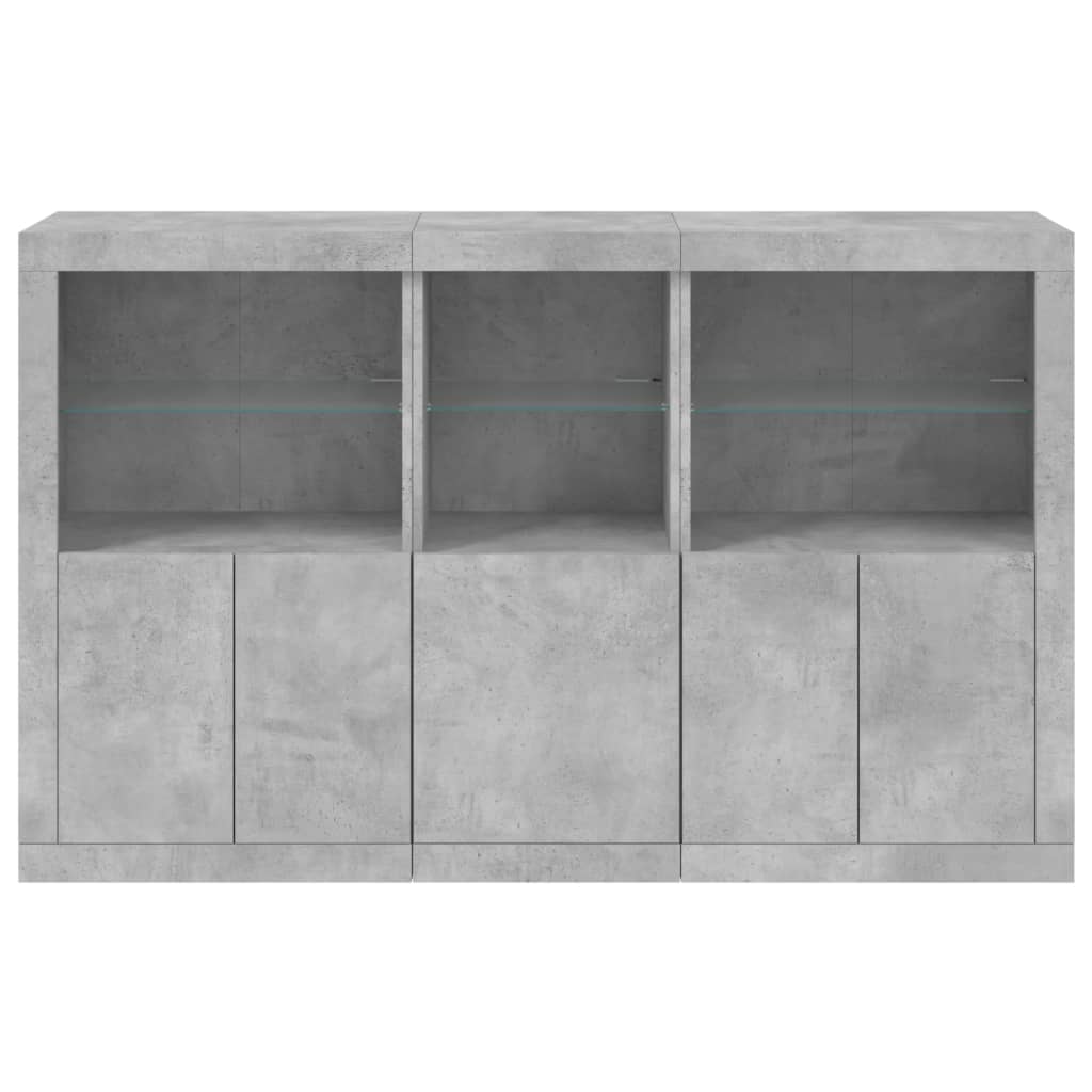 Sideboard with LED Lights Concrete Grey 162x37x100 cm